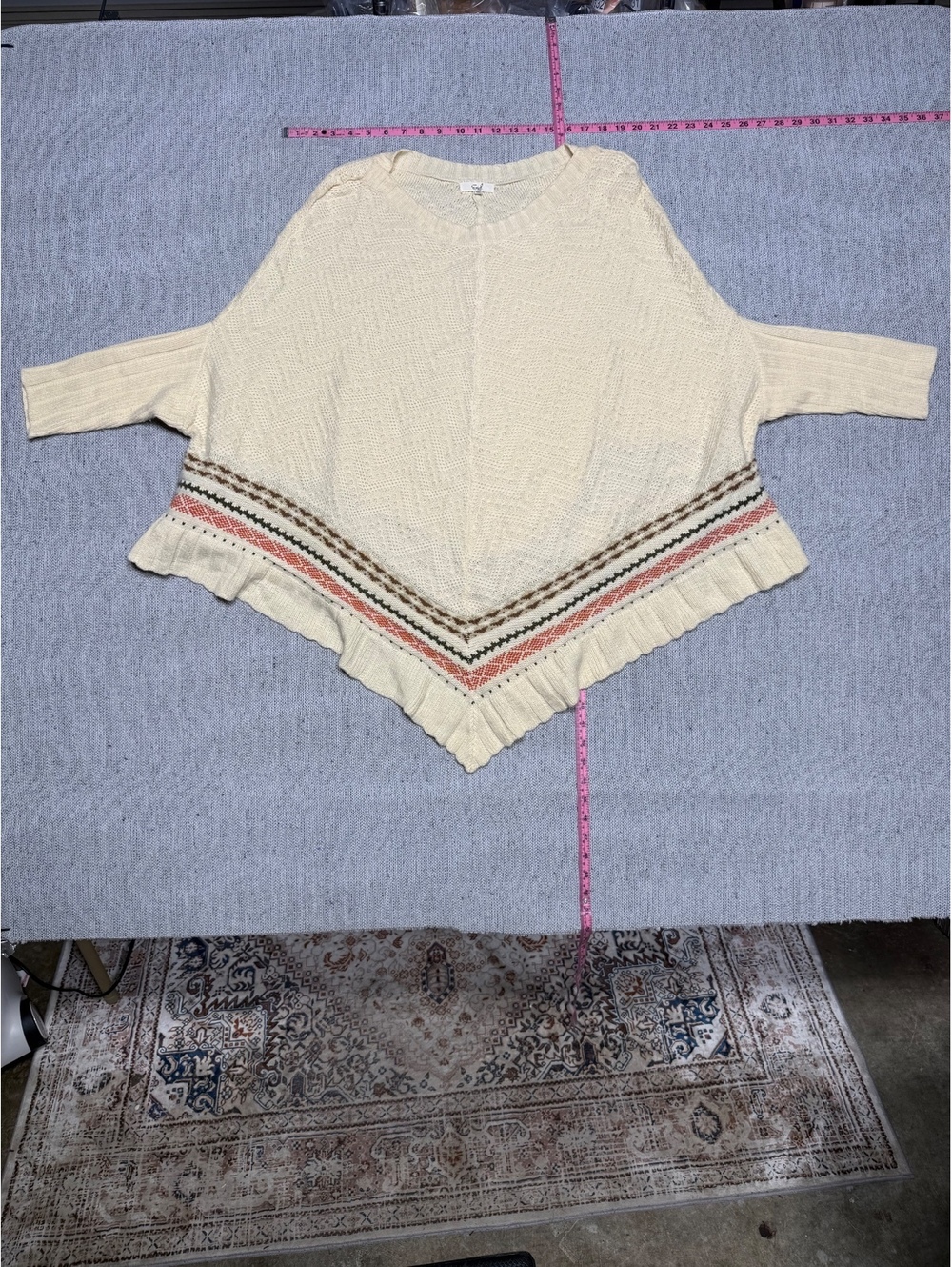 Easel Los Angeles Cream Knit Poncho Sweater M/L